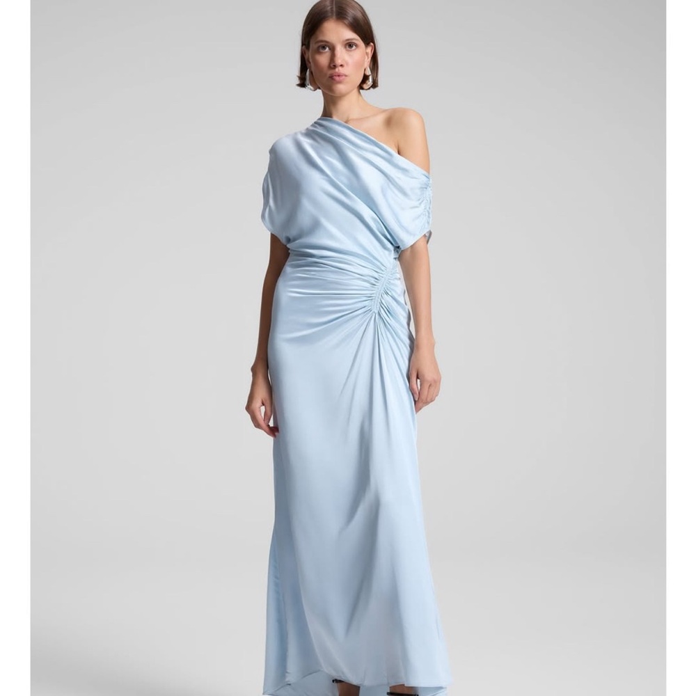 ALC Pale Blue Ruched Maxi Dress for Gala or Wedding Guest